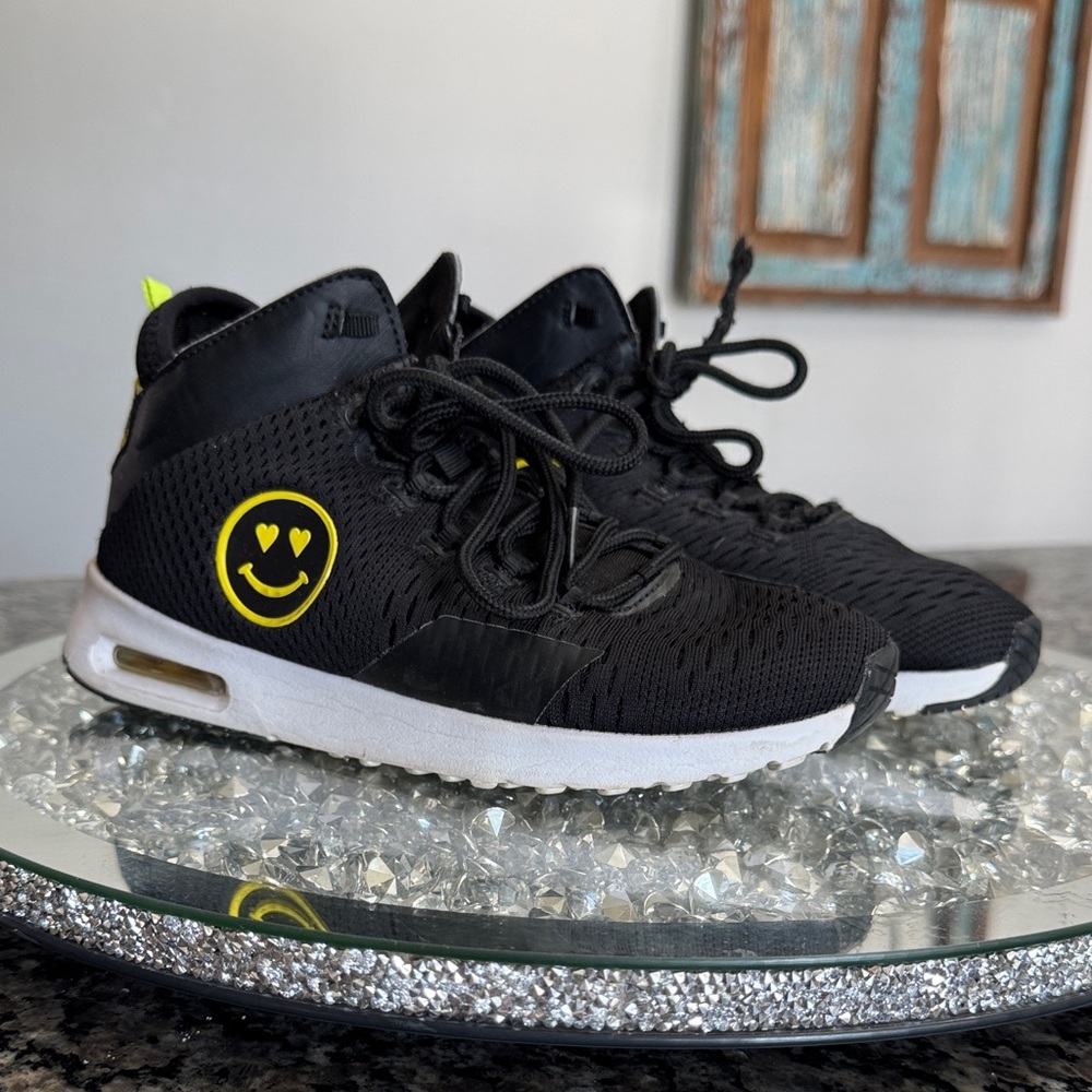 Zumba Fitness Black Sneakers with Yellow Smiley Accent